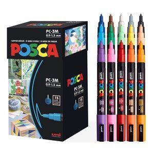 NEW 14 Colour Professional Posca PC-3M Acrylic Paint Art Artist Markers - (READ)